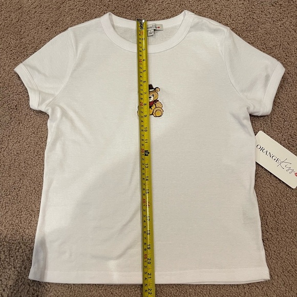 ORANGE KISS White Crewneck Short Sleeve Tee - Picture 7 of 9